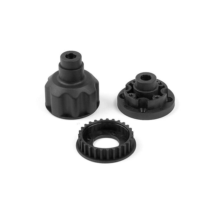 335010 Xray Composite Front Diff. Case, Cover & 27T Belt Pulley