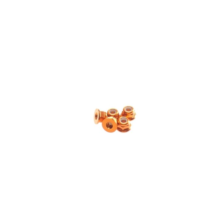 69560 Hiro Seiko Orange 3mm Alloy Flange Nylon Nut Hiro Seiko - 1