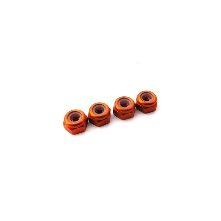 69855 Hiro Seiko Orange 3mm Alloy Nylon Nut (S_Size) Hiro Seiko - 1