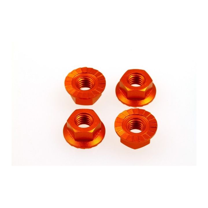 Hiro Seiko Orange 4mm Alloy Serrated Wheel Nut