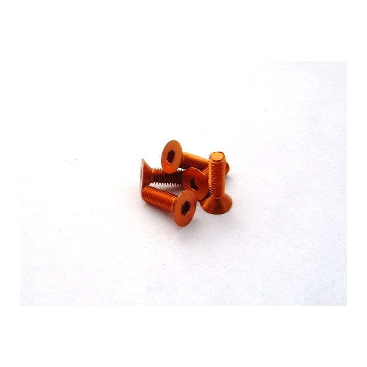 69656 Hiro Seiko M3x8 Orange Alloy Hex Socket Flat Head Screw Hiro Seiko - 1