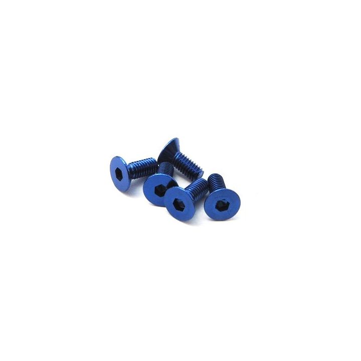 69645 HiroSeiko M3x10 Alloy 7075 Hex Flat Screw [Y-Blue]