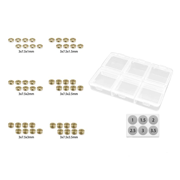 T-Works Brass Washer Set For Suspension Arm 3 x 7.5 (Each 8pcs.)